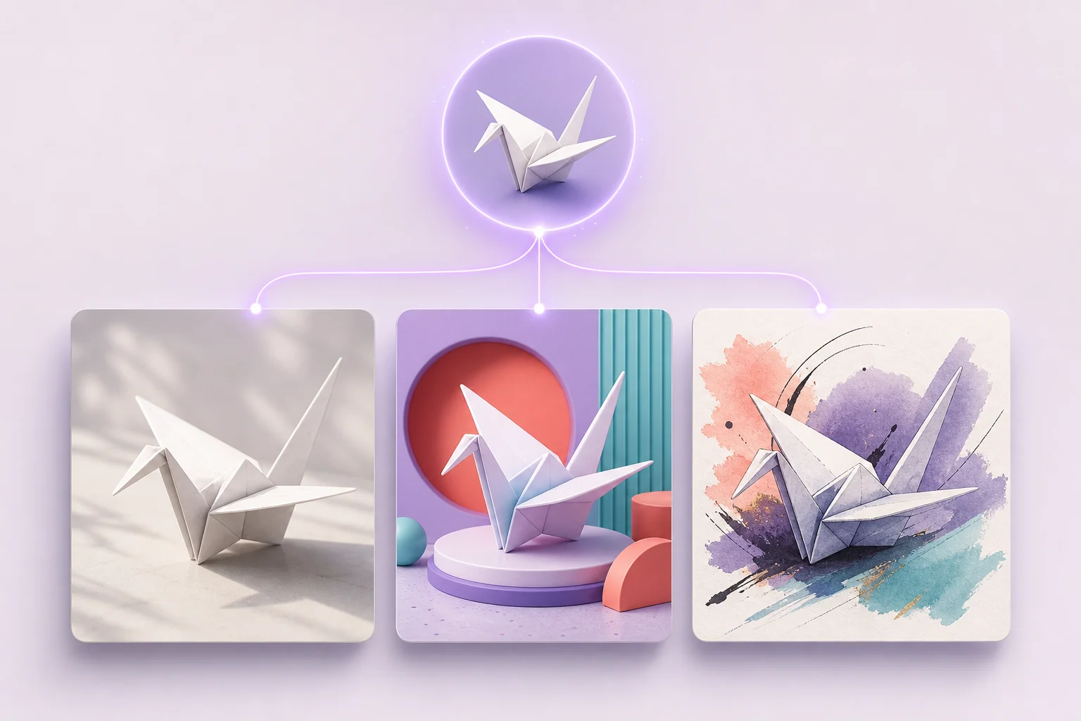 One prompt, three ways to render it